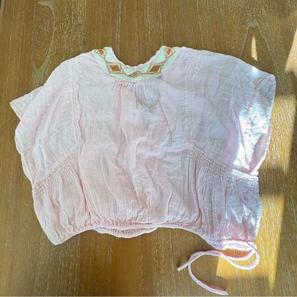Free People S Pink Embroidered Crop Top Bohemian Style - Picture 11 of 11